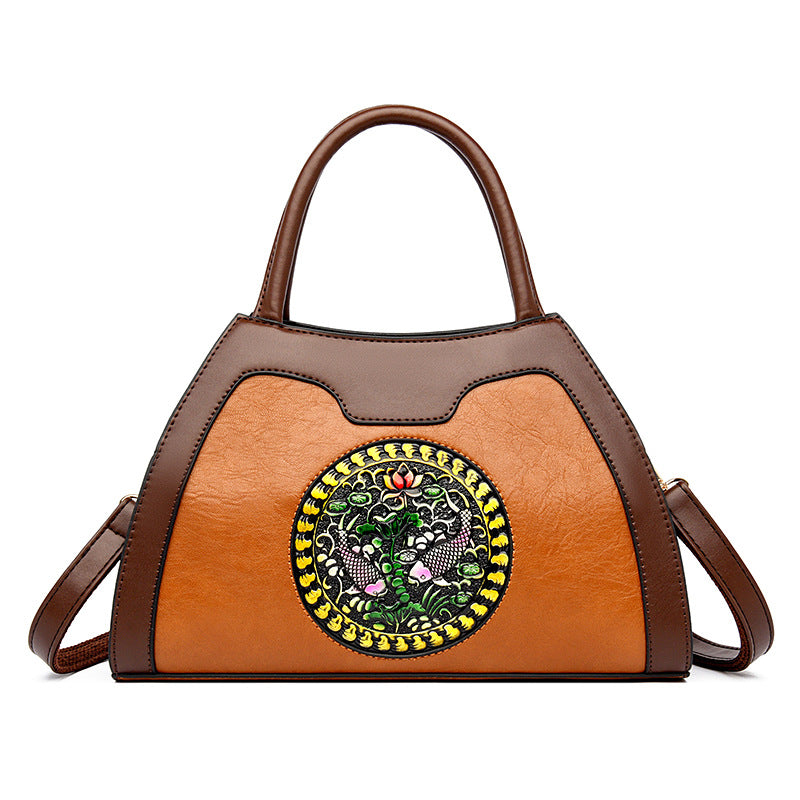 Women's Elegant National Style Soft Leather Mother Handbags