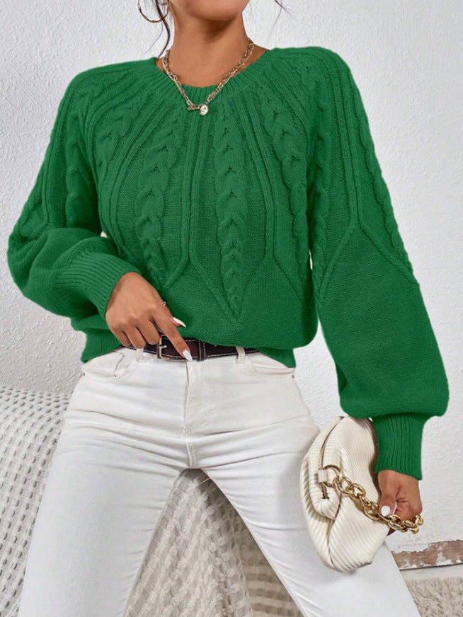 Women's Pullover Round Neck Knitted Long Sleeve Sweaters