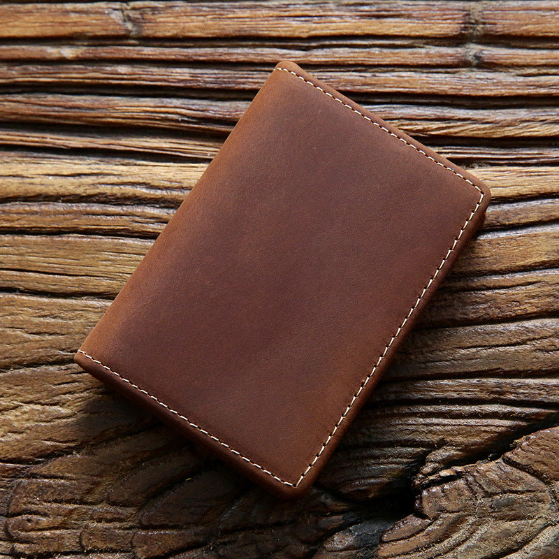 Men's Horse First Layer Cowhide Bank Short Genuine Card Holder