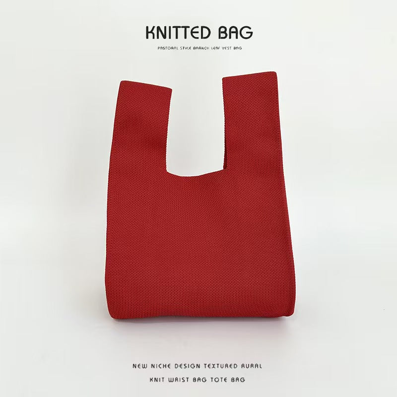 Candy Gift Simple Knitted Solid Color Handbags