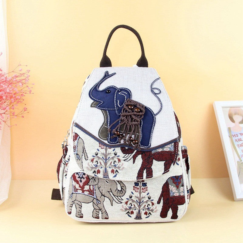 National Fashion Ethnic Style Hand-woven Elephant Ancient Backpacks