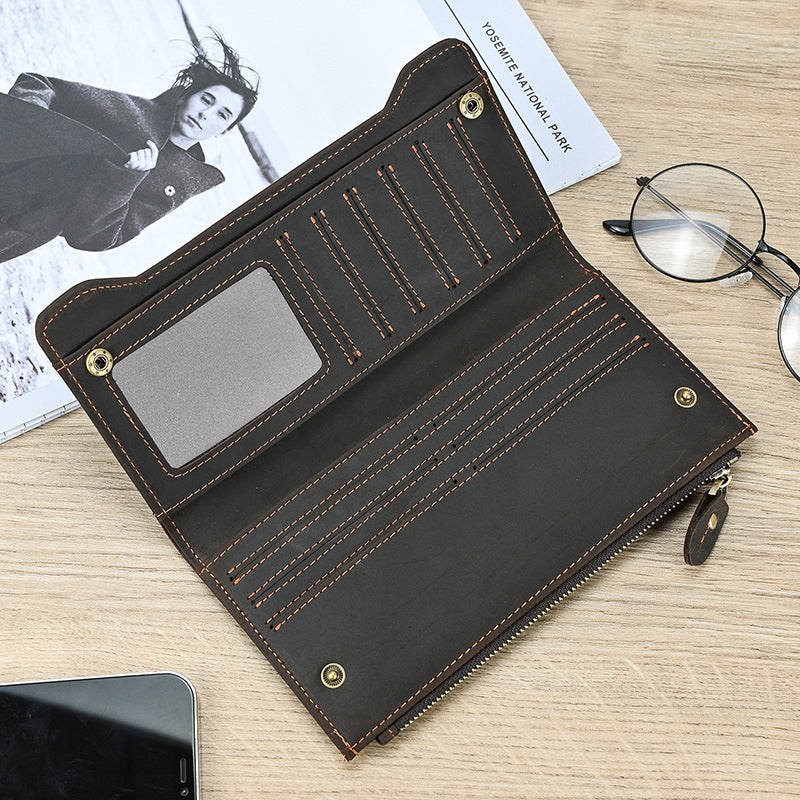 Men's Vintage Crazy Horse Leather First Layer Cowhide Men's Wallet