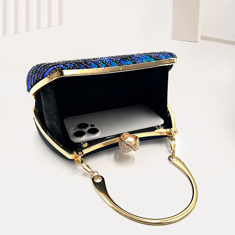 Handmade Hand-held Retro Dress Garment Peacock Feather Evening Bags