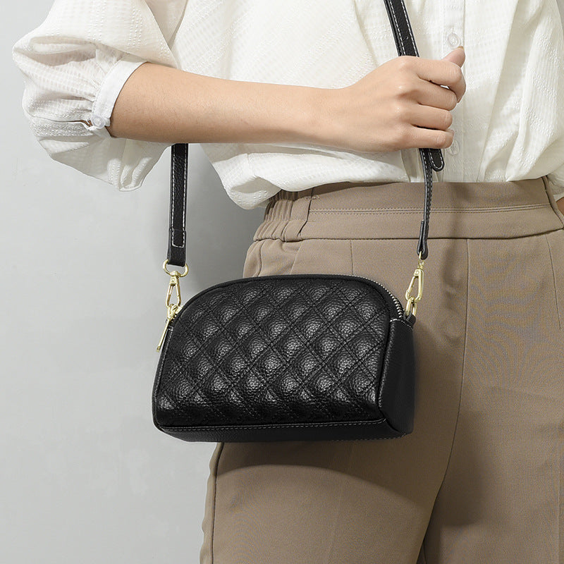 Women's Leather Rhombus Summer Fashion Cowhide Phone Bags