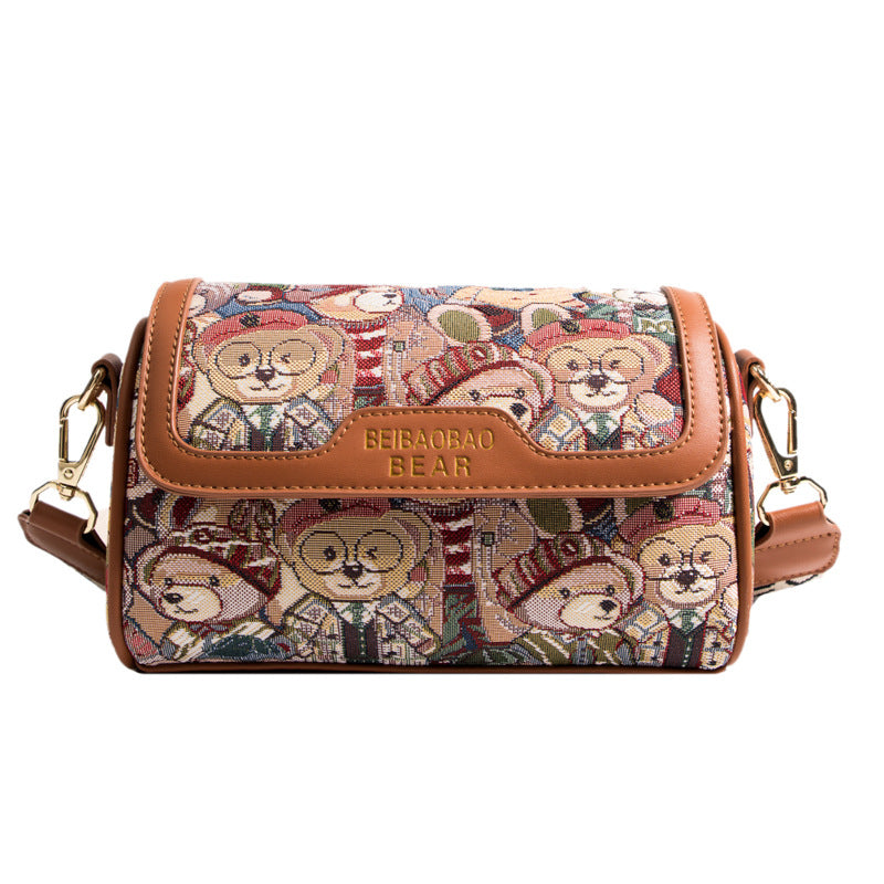 Women's Cartoon Little Bear Pattern Fashion Color Contrast Bags
