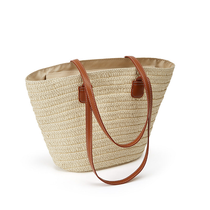 Large Capacity Straw Leisure Woven Seaside Holiday Vegetable Women's Shoulder Bag