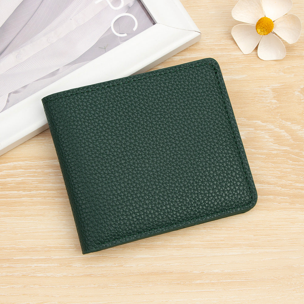 Women's Simple Short Two-fold Practical Soft Solid Color Portable Card Holder