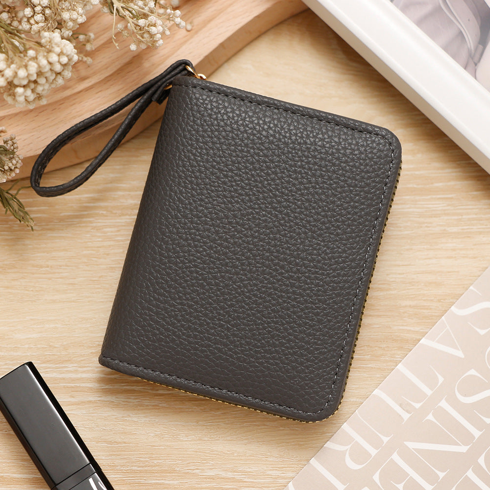 Women's Solid Color Lychee Pattern Large Capacity Ladies Wallet