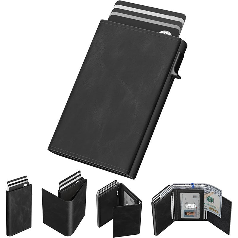 Men's Pop-up Aluminum Box Shield Large Capacity Men's Wallets