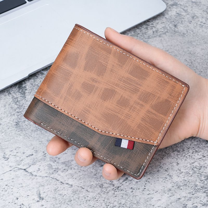 Men's Hinge Short Retro Fashion Frosted Multiple Slots Large Men's Wallet