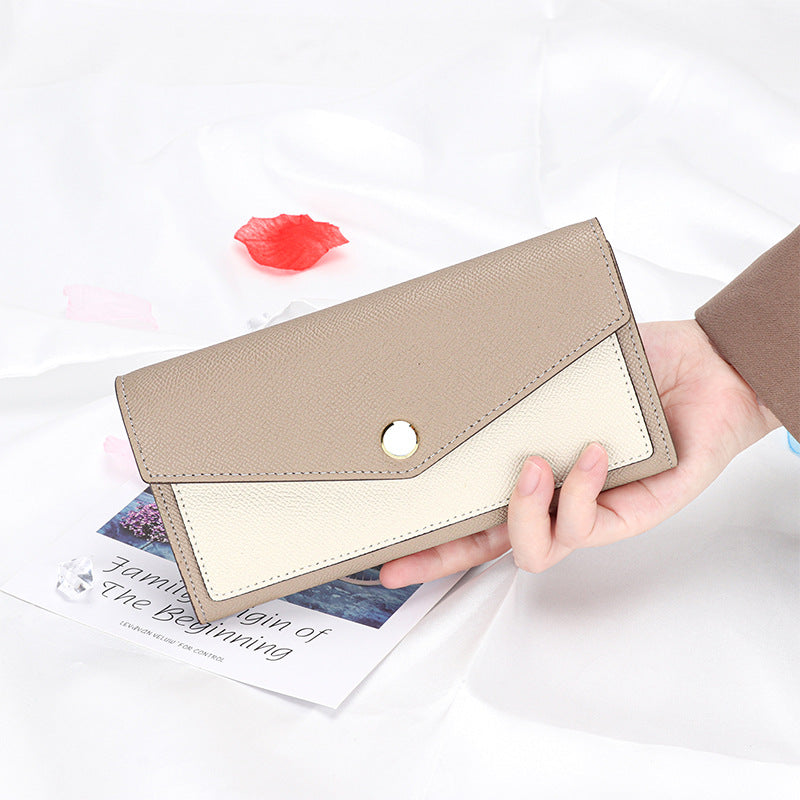 Women's Fashion Long Design Contrast Color Minimalist Clutch Large Handbags
