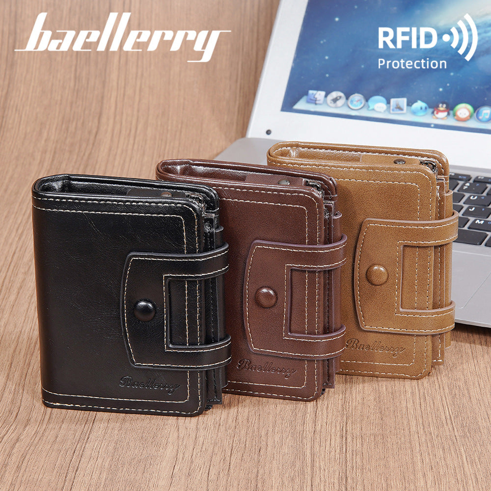 Glamorous Men's Short Multiple Slots Zipper Men's Wallet