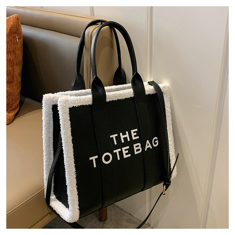 Lamb Wool Fashion Large Portable Lady's Handbags