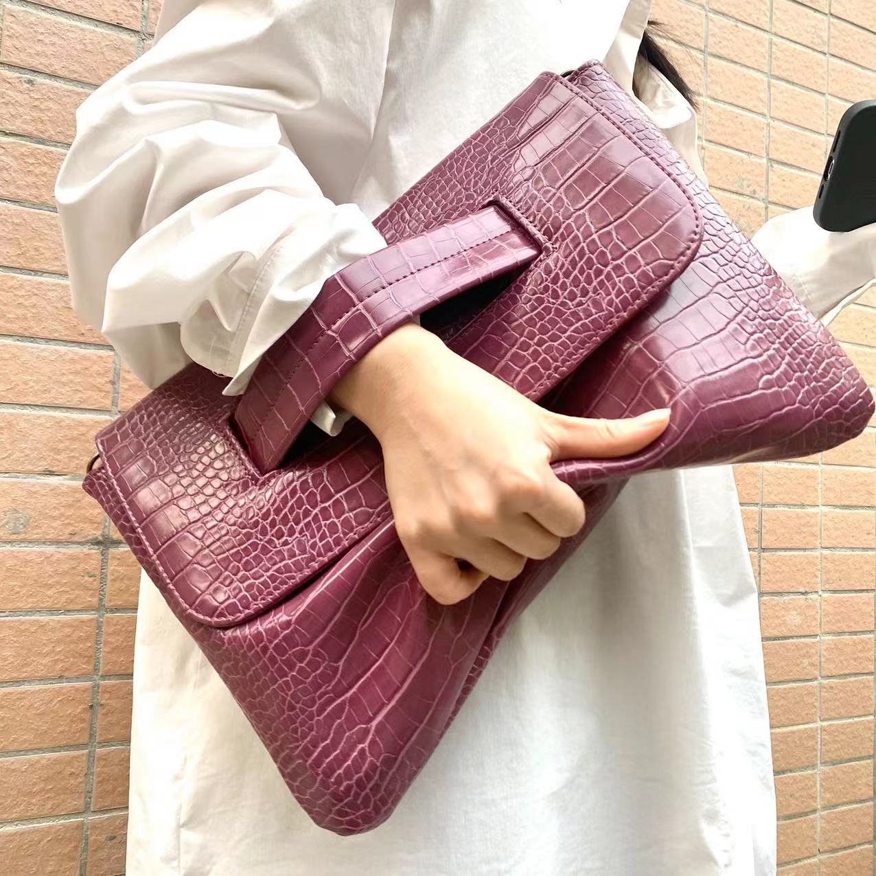 Pattern Strap Clutch Large Capacity File Handbags