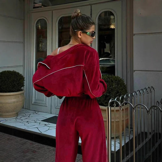 Sports Veet Zip Long Sleeve Trousers Suits