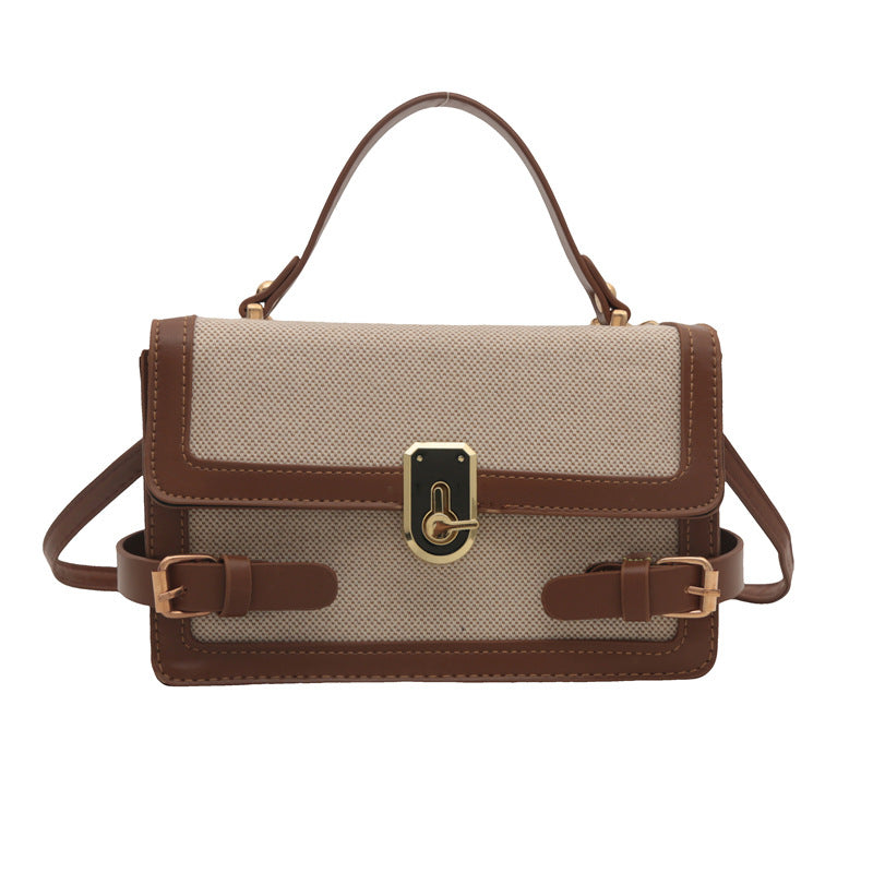 Trendy Contrast Color Western Style Portable Women's Shoulder Bag