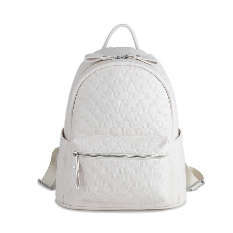 Women's Fashion Large Capacity Embossing Plaid Soft Backpacks