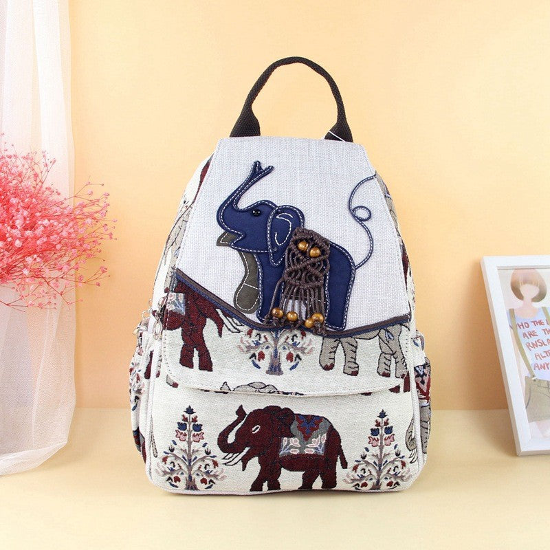 National Fashion Ethnic Style Hand-woven Elephant Ancient Backpacks