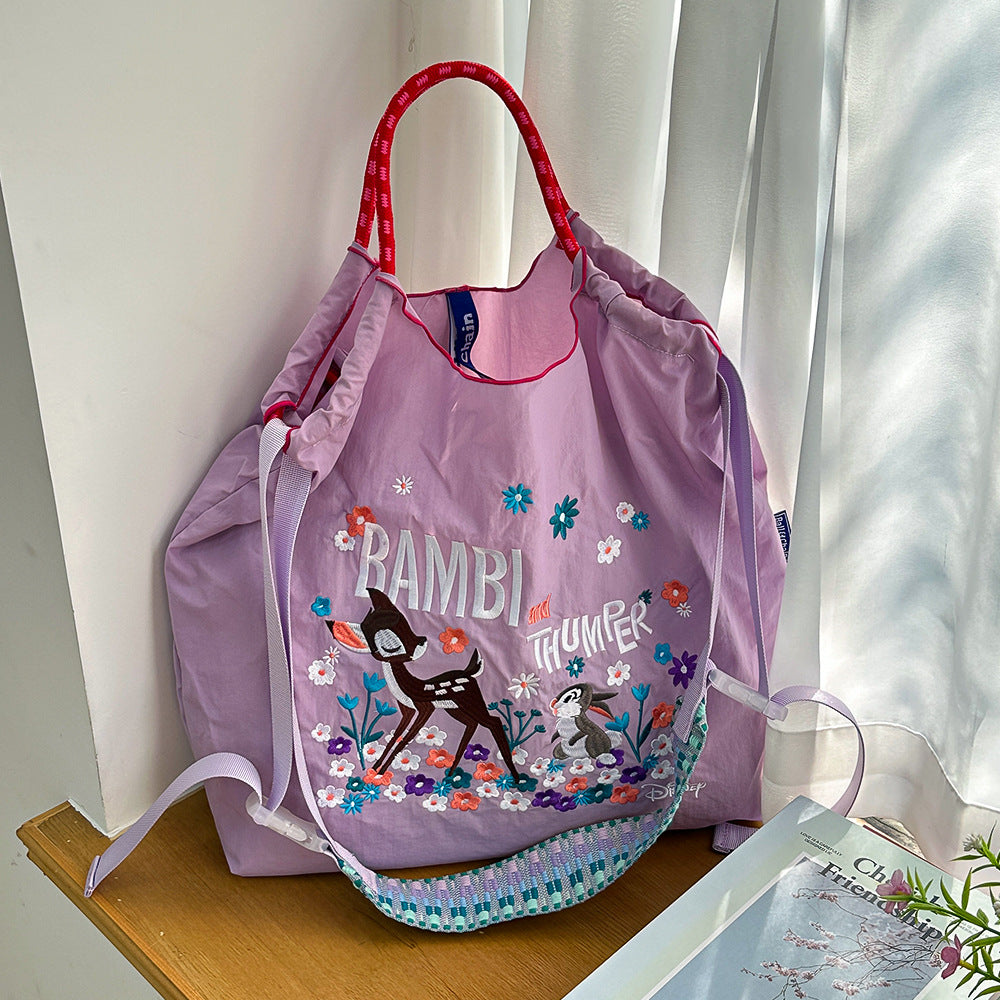 Nylon Needle Embroidered Fashion Commuter Large Capacity College Women's Shoulder Bag