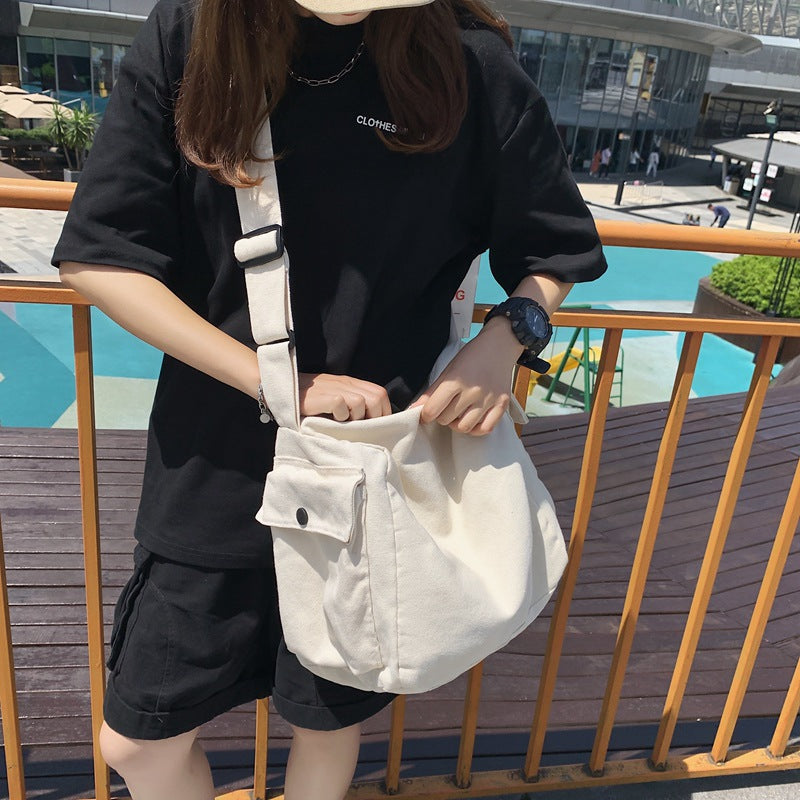 Style Canvas Korean Literary Male Solid Women's Messenger Bag