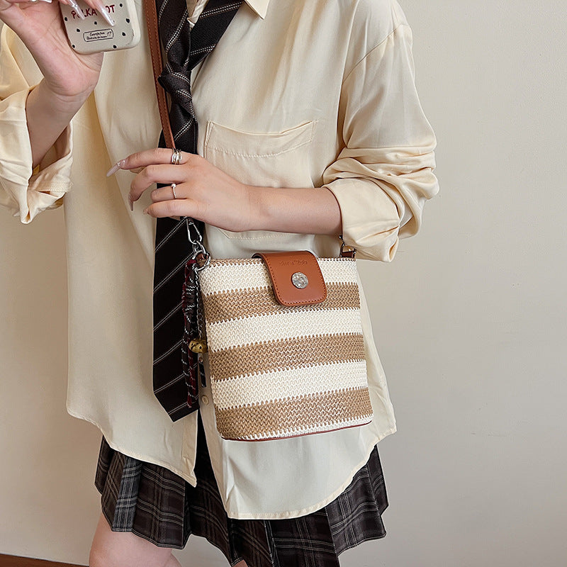 Women's Rainbow Summer Woven Large Capacity Fashion Women's Messenger Bag