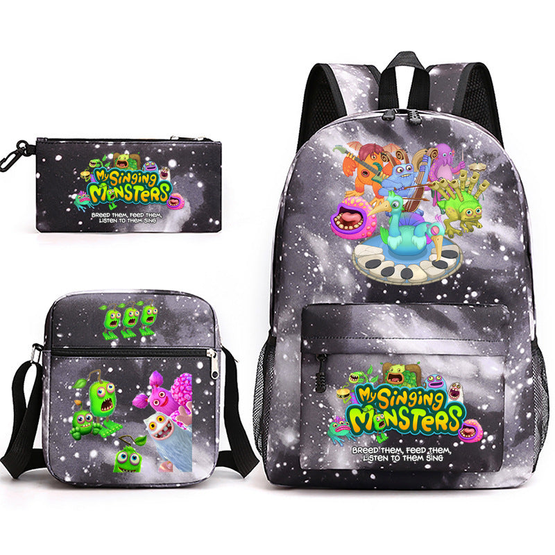 Game Monster Concert Pencil Three-piece Set Backpacks