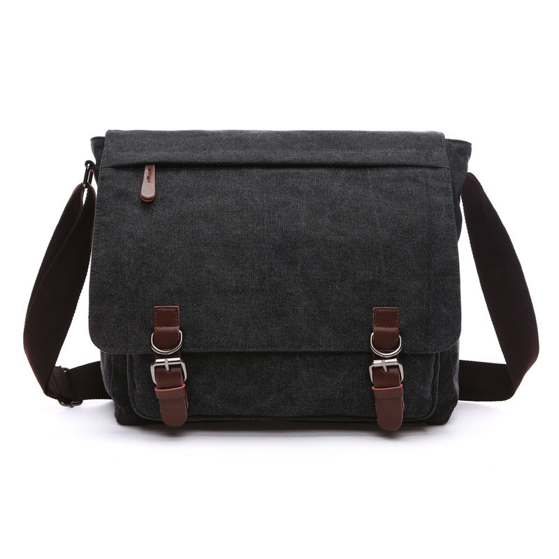 Men's Korean Style Trendy Computer Neutral Canvas Men's Shoulder Bags