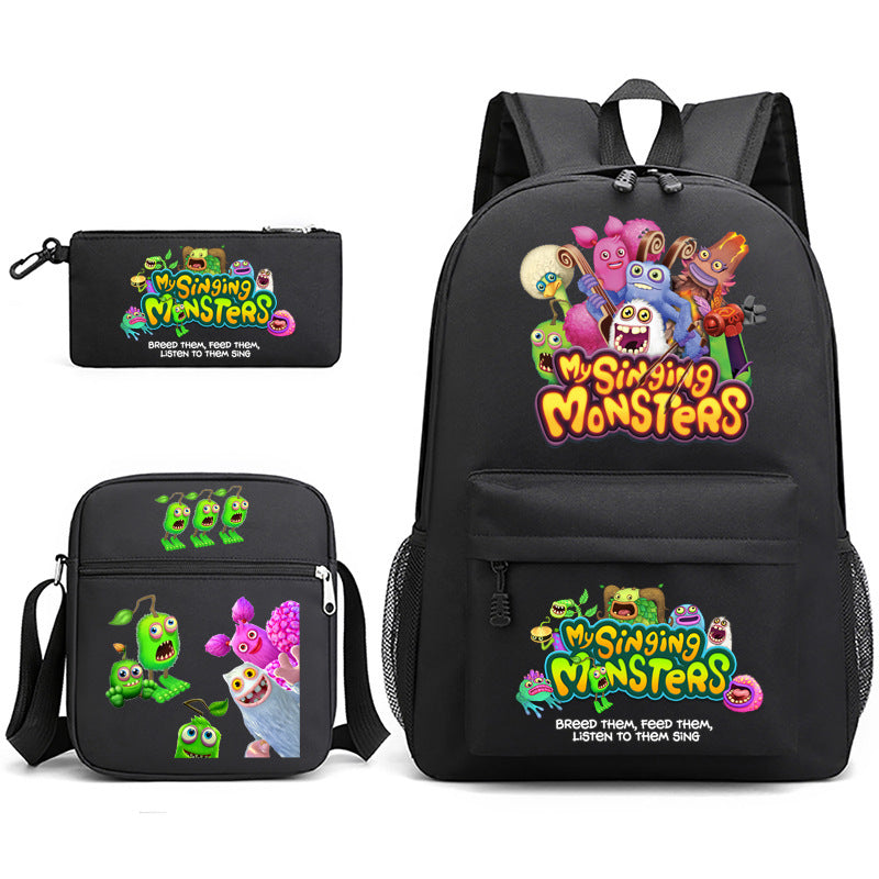 Game Monster Concert Pencil Three-piece Set Backpacks