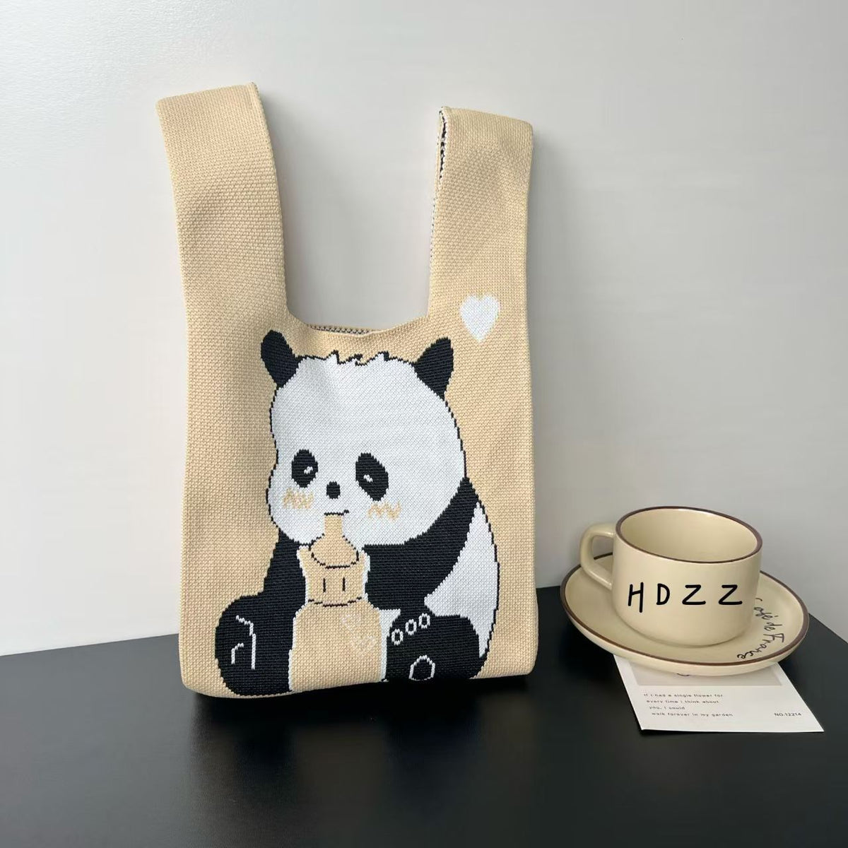 Women's Cute Panda Knitted Gift Niche High-grade Women's Handbag