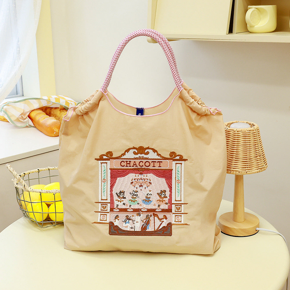 Women's Cartoon Waterproof Nylon Needle Embroidery Fashion Commuter Bags