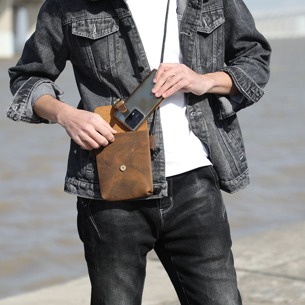 Simple Mobile Crazy Horse Leather Everyday Phone Bags