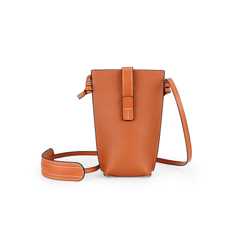 Women's Mobile Mini Genuine Cattlehide Leather Surface Women's Messenger Bag