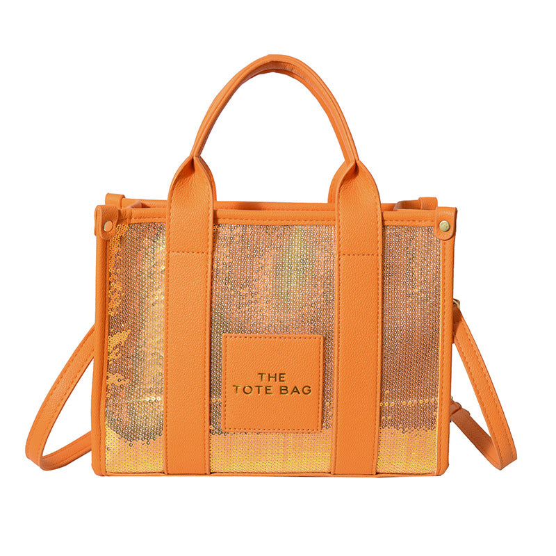 Ditch Hand-held Female Niche Sequins Contrast Tote Bags