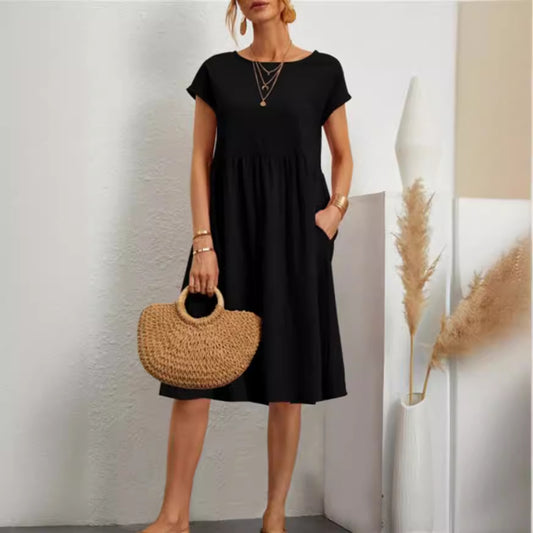 Women's Summer Elegant Dress Cotton Linen A- Dresses