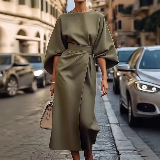 Women's Elegant Solid Color Waist Tight Dress Casual Dresses