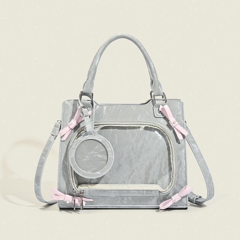 Two-dimensional Bowknot Cartoon Snacks Cute Sweet Contrast Shoulder Bags