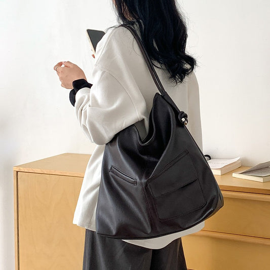 Women's Style Retro Relaxed Feeling Large Capacity Soft Tote Bags