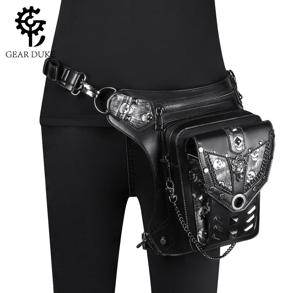 Women's & Men's Punk Style Chain Skull Motorcycle Women's Messenger Bag