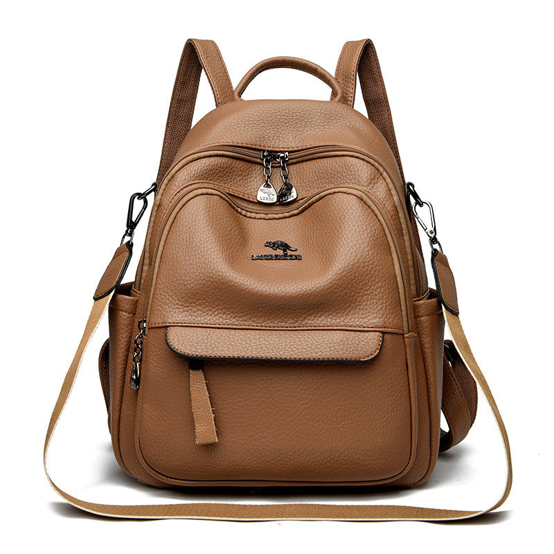 Women's Kangaroo Large Capacity Mom Soft Leather Backpacks