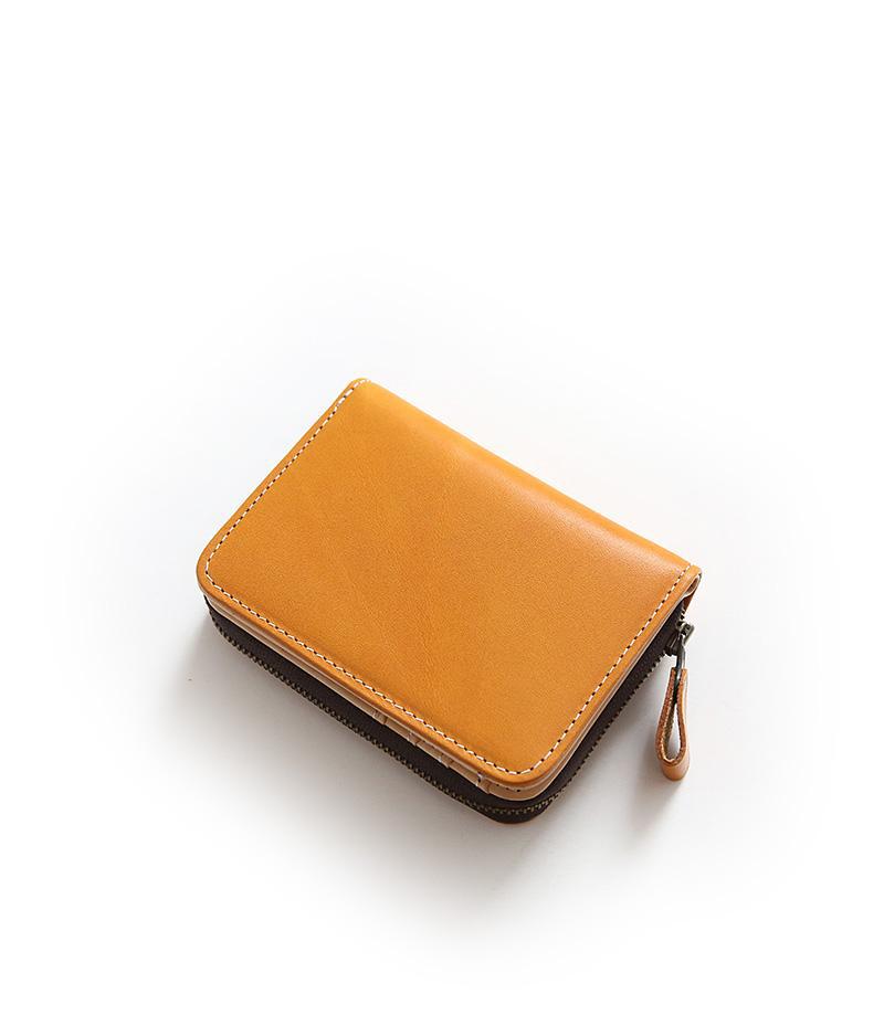 Men's Cowhide Short Genuine Vertical Zipper Green Purses