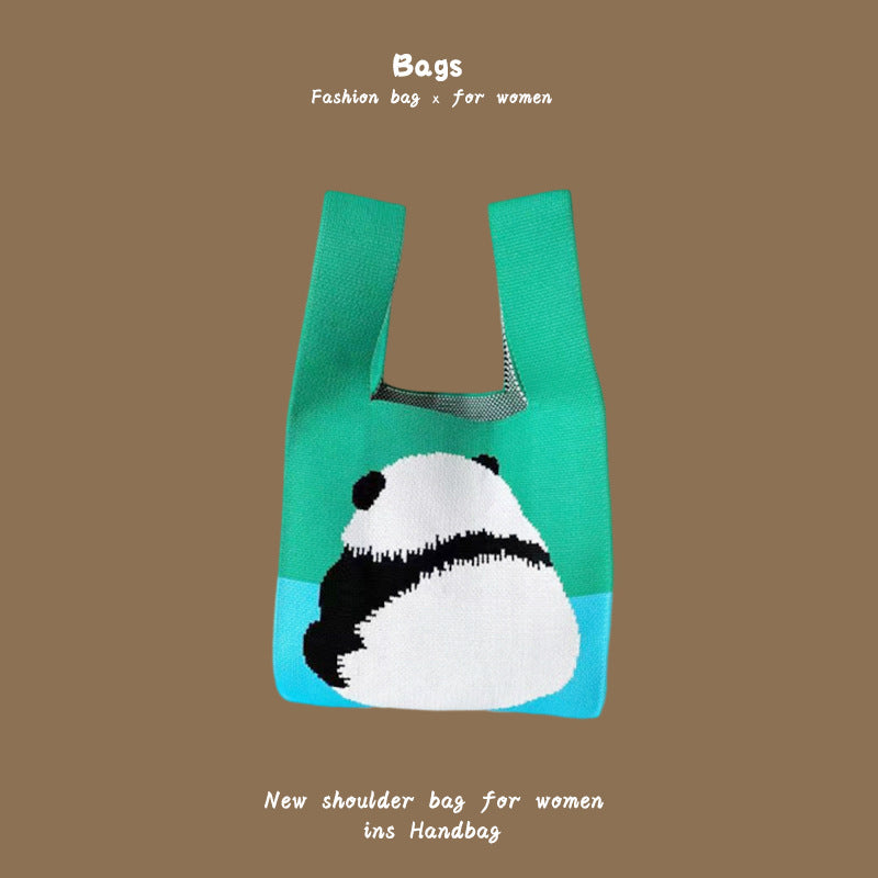 Women's Hand Carrying Box Lunch Contrasting Color Bucket Bags