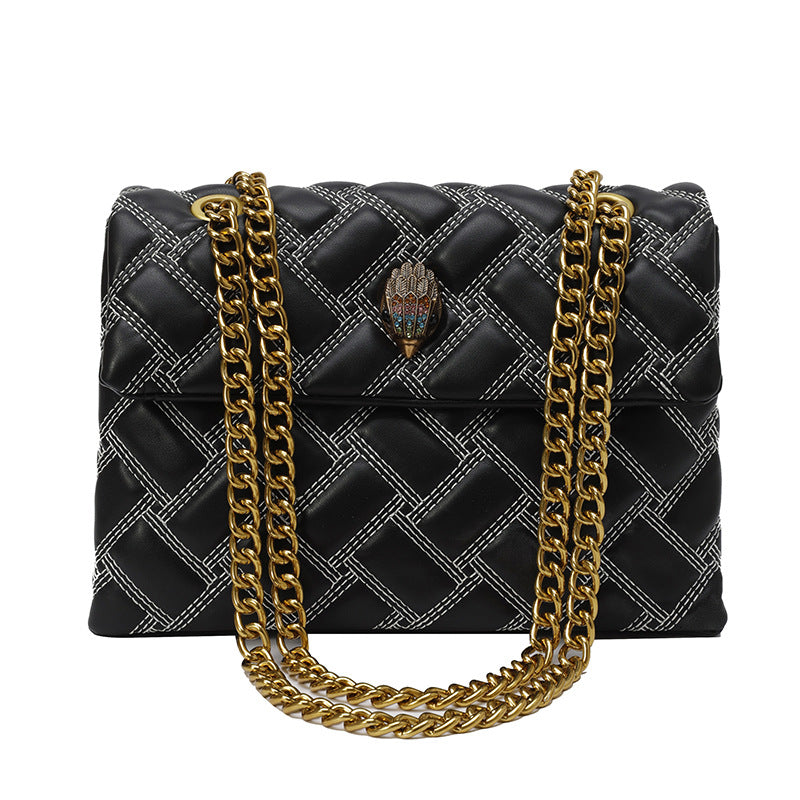 Women's Eagle Head Design Diamond Plaid Chain Bags