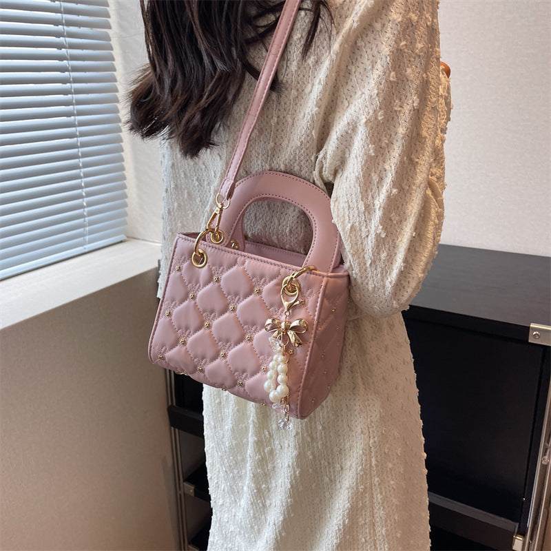 French Style Niche Fashionable Rhombus Pearl Women's Messenger Bag
