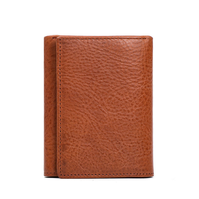Men's Layer Cow Vegetable Tanned Leather Genuine Men's Wallets