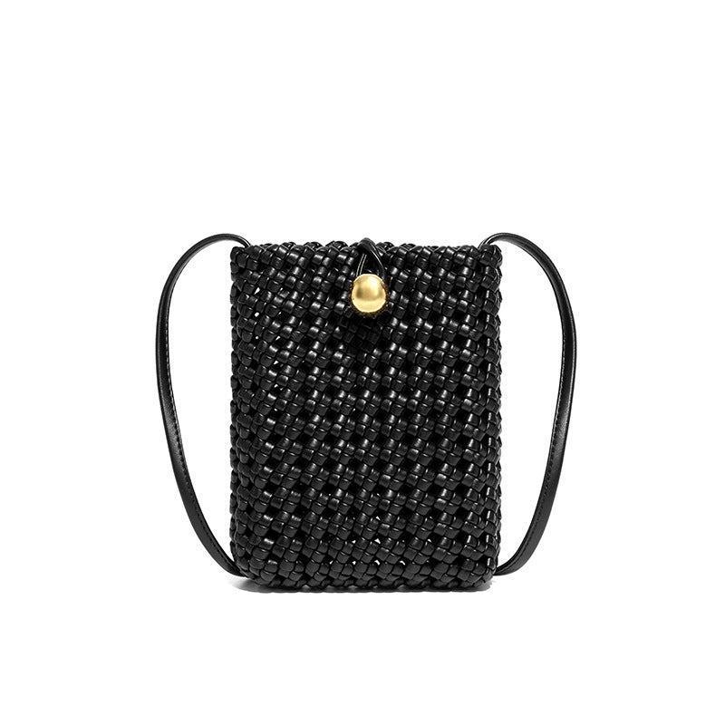 Women's Niche Fashion Hand-woven Hollow Mobile Crossbody Bags