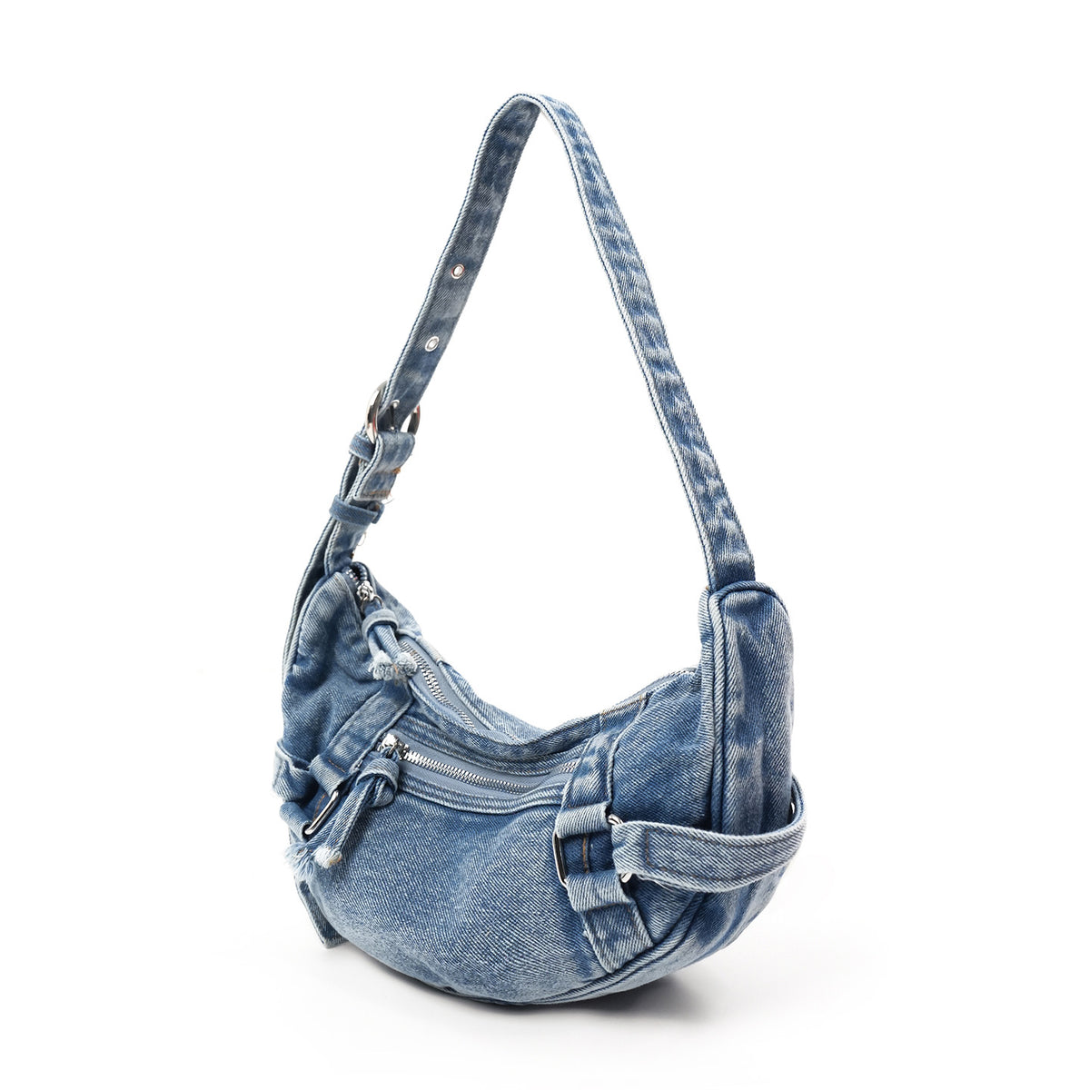 Women's Korean Fashion Dumpling Leisure Washed-out Denim Women's Messenger Bag