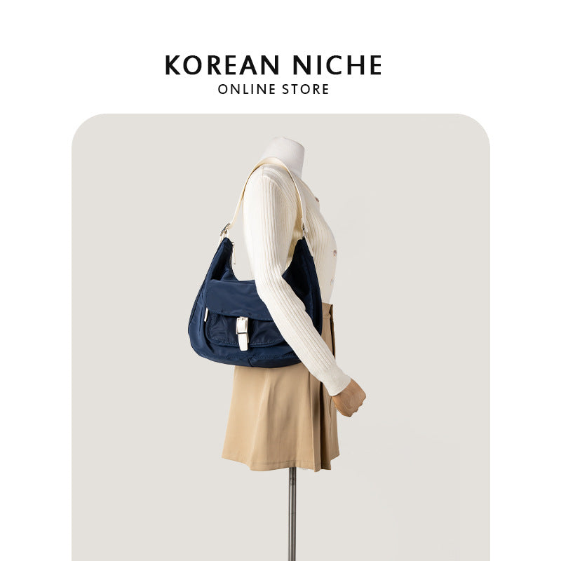 Women's Korean Niche Design Contrast Color Underarm Commute Large Armpit Bags