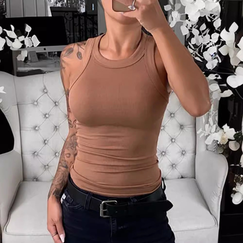 Women's Summer Solid Color Sleeveless Slim Tops