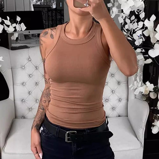Women's Summer Solid Color Sleeveless Slim Tops