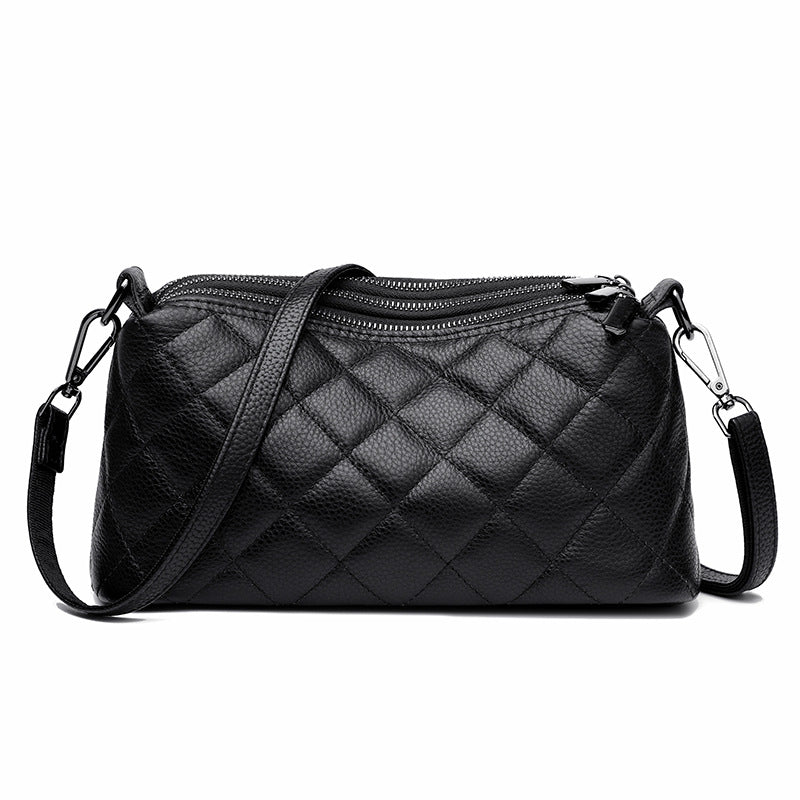 Women's Genuine Leather Rhombus Simple Soft Solid Shoulder Bags